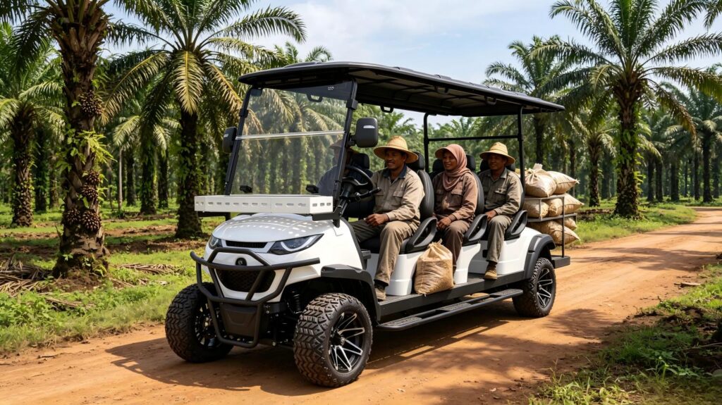 Golf cart untuk mendukung mobilitas di area perkebunan Indonesia