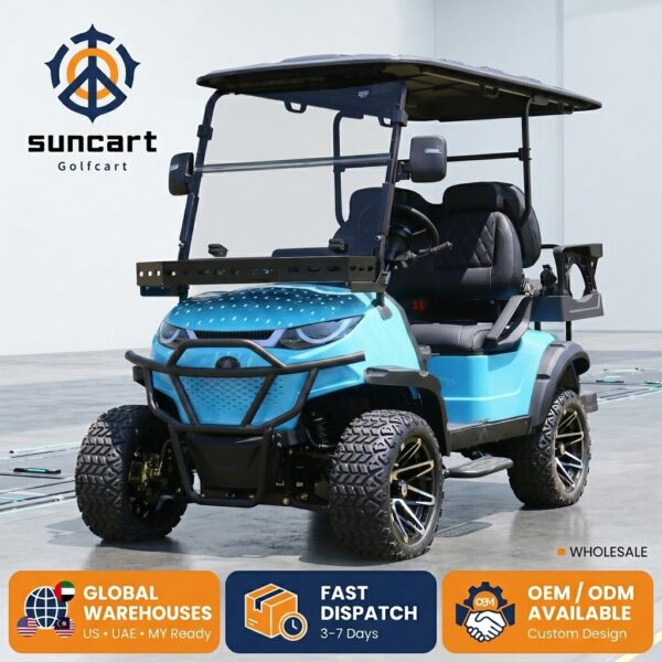 2+2 seater golf cart (5) Suncart® MXV CRUISER 4 Trail – Kereta Golf Listrik 4 Penumpang dengan Suspensi Tinggi dan Bodi Terangkat | Kereta Penumpang | Kereta Resor | Kereta Keluarga | (2+2) | Ban Off-Road
